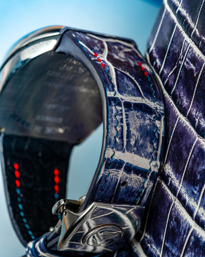Bespoke Watch Strap in Tainted Blue Snowflake Crocodile