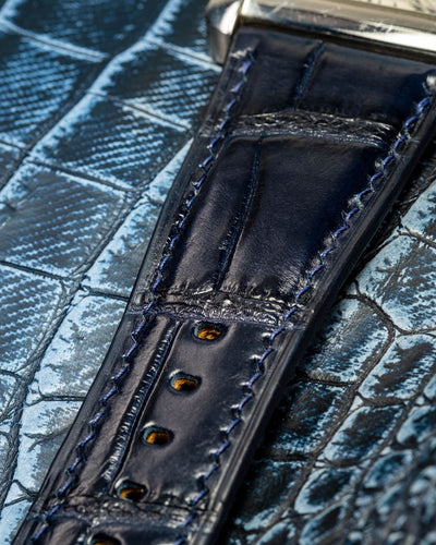 Bespoke Watch Strap in Navy Blue Crocodile