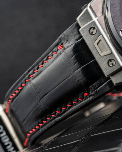 Bespoke Watch Strap in Black Crocodile