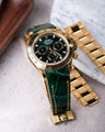 Bespoke Watch Strap in Hunter Green Crocodile
