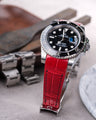 Bespoke Watch Strap in Ferrari Red Crocodile