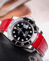 Bespoke Watch Strap in Ferrari Red Crocodile