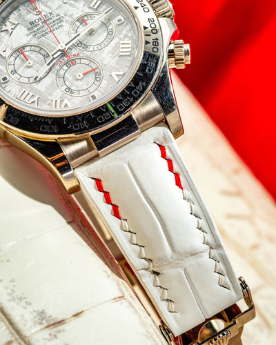 Bespoke Watch Strap in White Crocodile