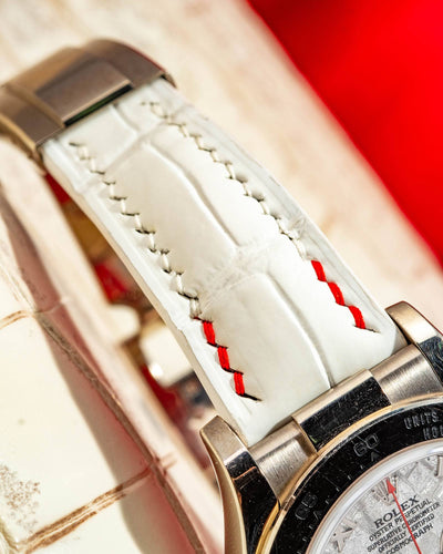 Bespoke Watch Strap in White Crocodile