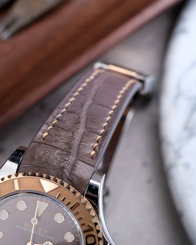 Bespoke Watch strap in Charcoal Grey Alligator