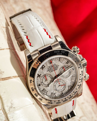 Bespoke Watch Strap in White Crocodile