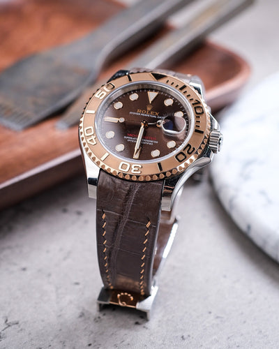 Bespoke Watch strap in Charcoal Grey Alligator