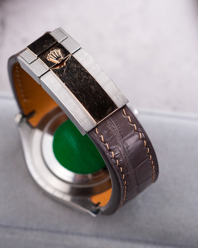 Bespoke Watch strap in Charcoal Grey Alligator