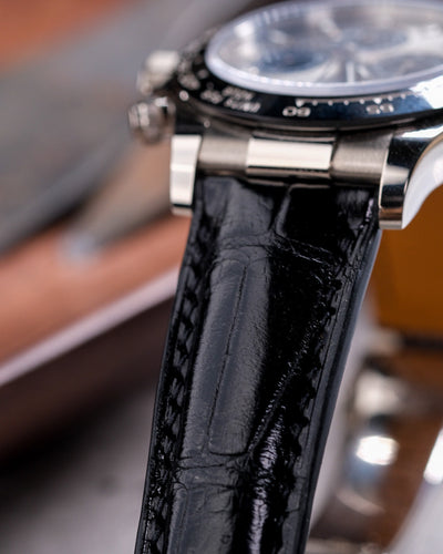 Bespoke Watch Strap in Black Crocodile
