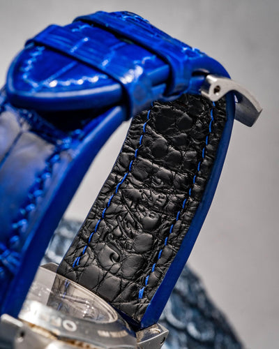 Bespoke Watch Strap in Electric Blue Crocodile