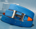 Bespoke Reversible Belt in Blue & Orange Epsom
