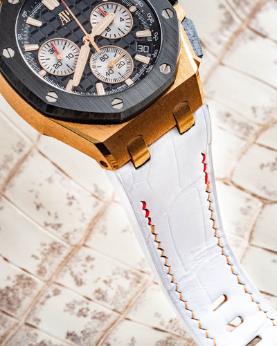 Bespoke Watch Strap in White Crocodile