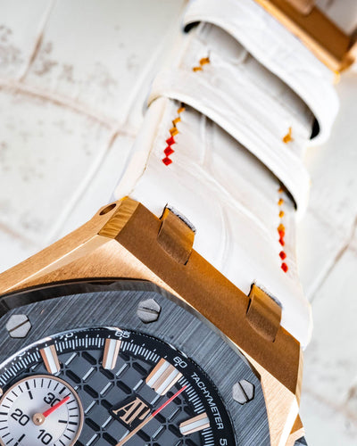 Bespoke Watch Strap in White Crocodile