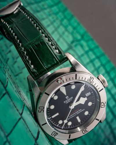 Bespoke Watch Strap in Hunter Green Crocodile