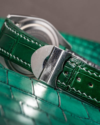 Bespoke Watch Strap in Hunter Green Crocodile
