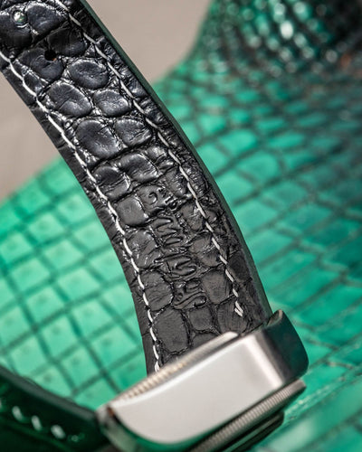 Bespoke Watch Strap in Hunter Green Crocodile