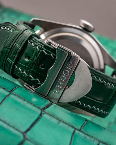 Bespoke Watch Strap in Hunter Green Crocodile