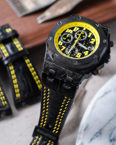 Bespoke Watch Strap in Black Crocodile