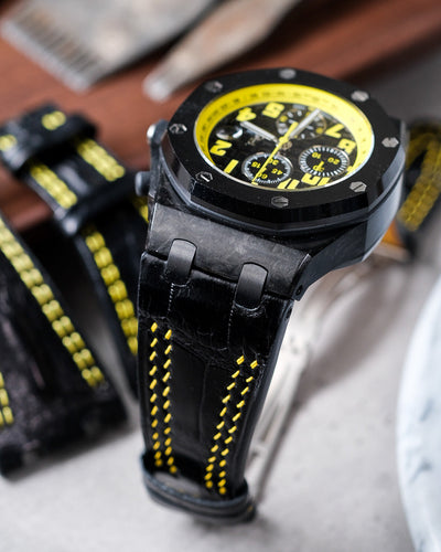 Bespoke Watch Strap in Black Crocodile