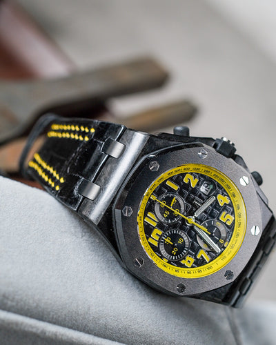 Bespoke Watch Strap in Black Crocodile