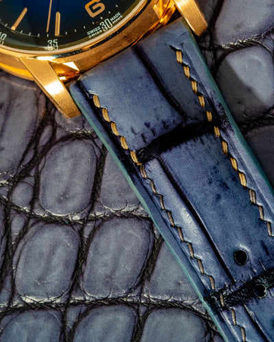 Bespoke Watch Strap in Blue Grey Rubbed Off Crocodile