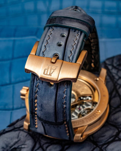 Bespoke Watch Strap in Blue Grey Rubbed Off Crocodile