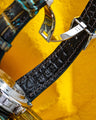 Bespoke Watch Strap in Gold Turquoise Crocodile
