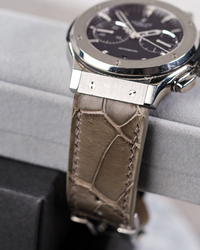 Bespoke Watch Strap in Olive Grey Crocodile