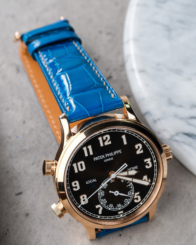Bespoke Watch Strap in Azure Blue Crocodile
