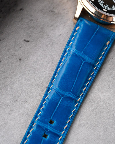 Bespoke Watch Strap in Azure Blue Crocodile