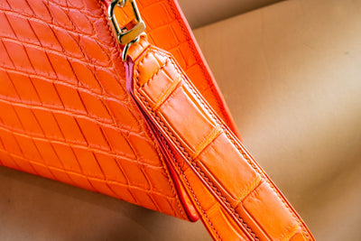 Bespoke Clutch Bag in Orange Alligator
