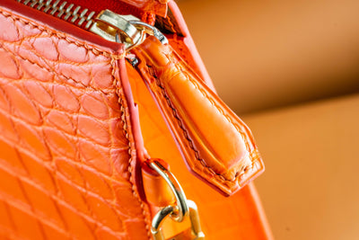 Bespoke Clutch Bag in Orange Alligator