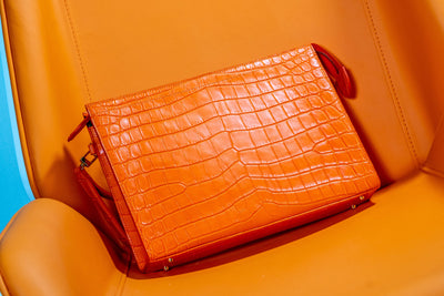 Bespoke Clutch Bag in Orange Alligator