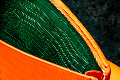 Bespoke Clutch Bag in Orange Alligator