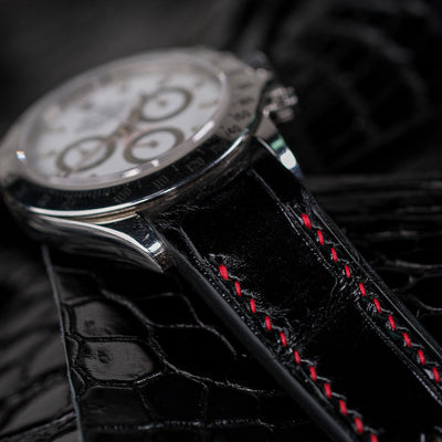 Bespoke Watch Strap in Black Crocodile