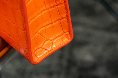 Bespoke Clutch Bag in Orange Alligator