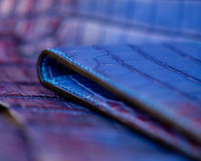 Bespoke Bifold Wallet in Electric Blue Himalayan Crocodile