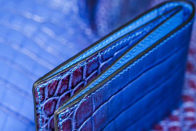 Bespoke Bifold Wallet in Electric Blue Himalayan Crocodile