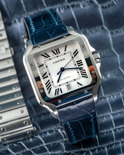 Bespoke Watch Strap in Peacock Blue Crocodile