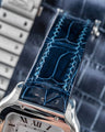 Bespoke Watch Strap in Peacock Blue Crocodile