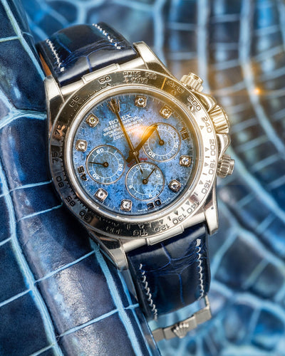 Bespoke Watch Strap in Navy Blue Crocodile