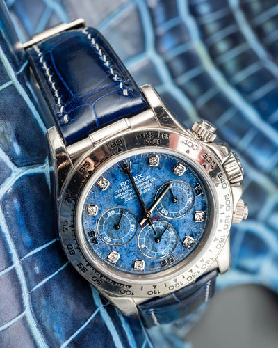 Bespoke Watch Strap in Navy Blue Crocodile