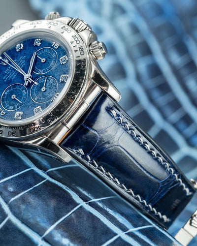 Bespoke Watch Strap in Navy Blue Crocodile