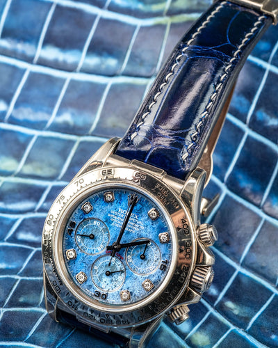 Bespoke Watch Strap in Navy Blue Crocodile