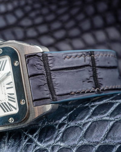 Bespoke Watch Strap in Blue Grey Rubbed Off Crocodile