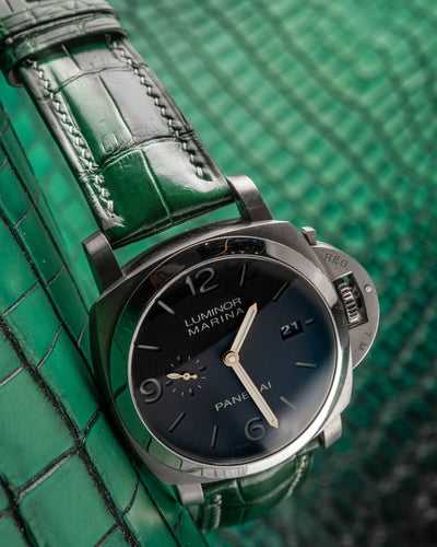 Bespoke Watch Strap in Hunter Green Crocodile