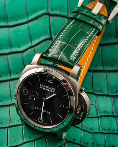 Bespoke Watch Strap in Hunter Green Crocodile