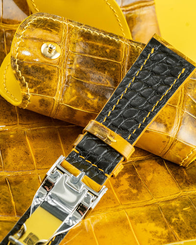 Bespoke Watch Strap in Yellow Himalayan Crocodile