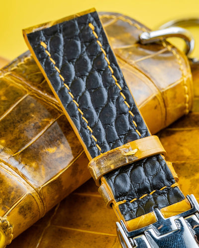 Bespoke Watch Strap in Yellow Himalayan Crocodile