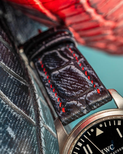 Bespoke Watch Strap in Denim Crocodile